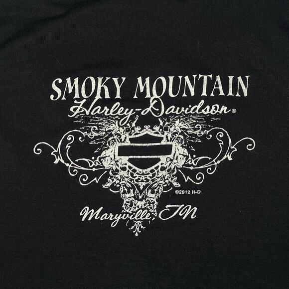 Harley Davidson Women's Long Sleeve Shirt Size Medium Sheer Knit Top Black - Picture 7 of 8